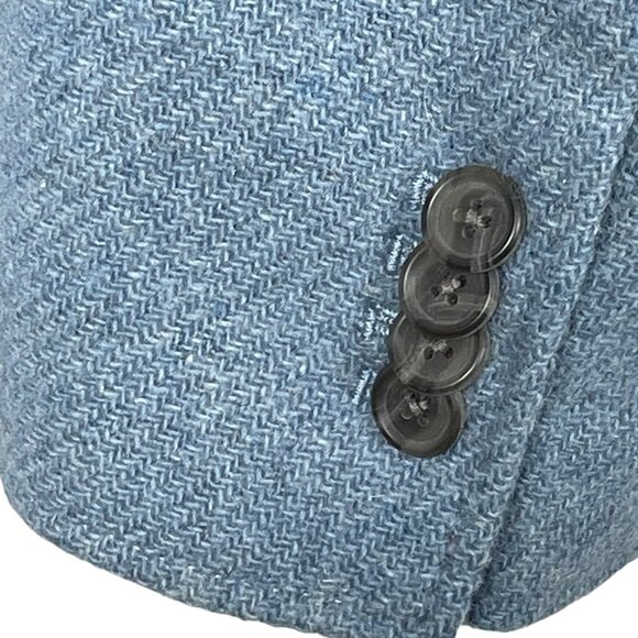Land’s End Wool Mohair Blend Blue Herringbone Tweed Blazer Jacket Size 18 Lined - Picture 7 of 13